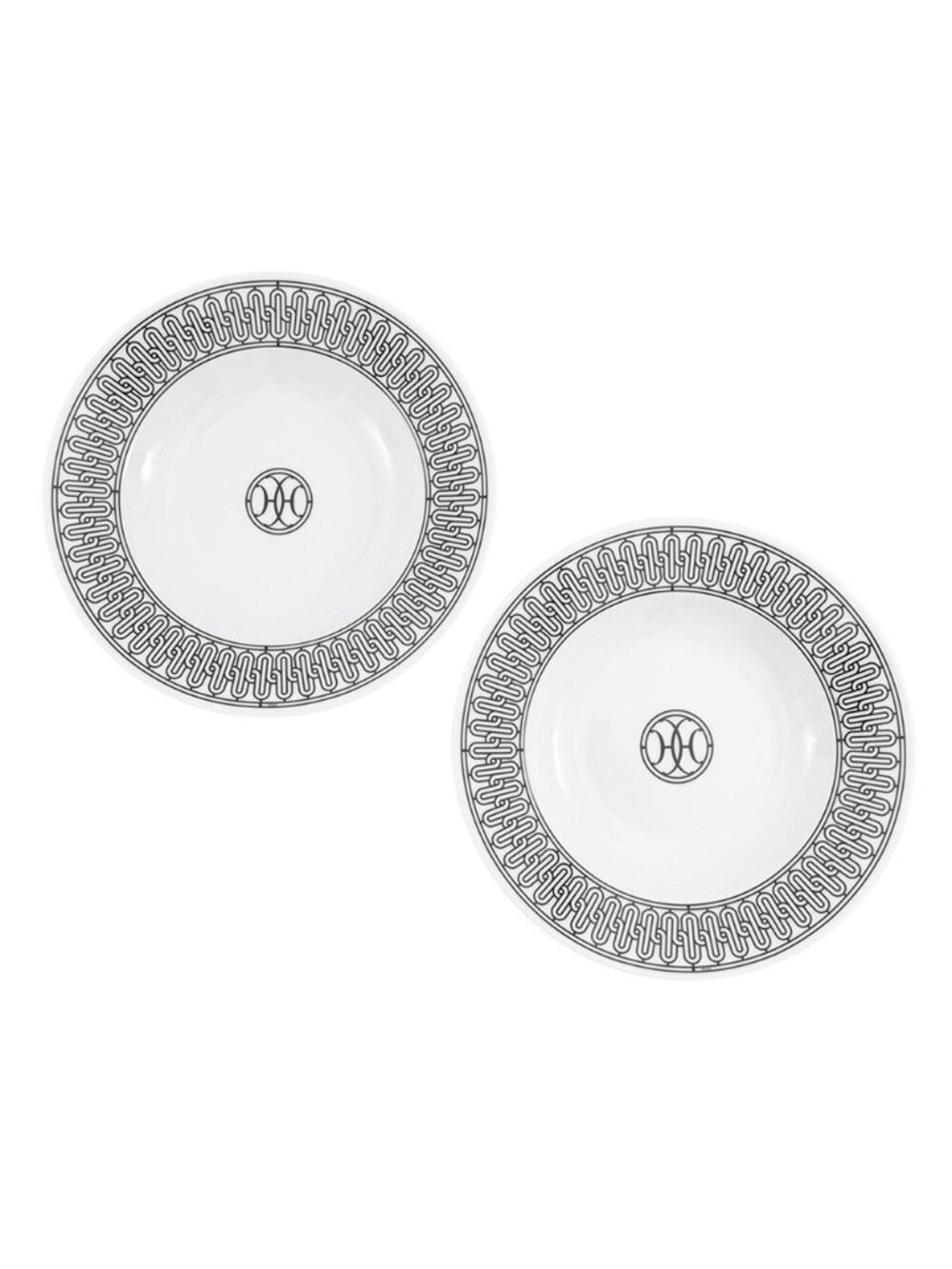 Hermes Soup Plate H Deco Set Ceramic Tableware White Black